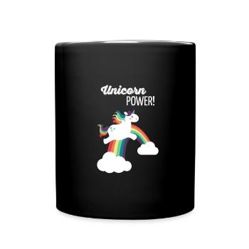 Einhorn Regenbogen Power Superkraft Glitzer Mythos - Tasse einfarbig - Schwarz - Vorne