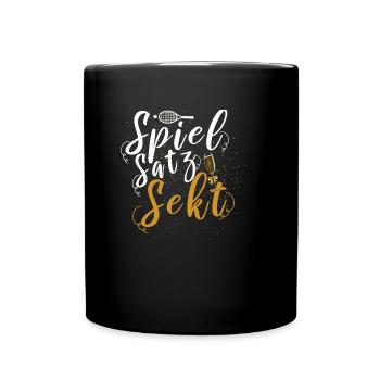 Spiel Satz Sekt Tennis spielen Sport Hobby Leidens - Tasse einfarbig - Schwarz - Vorne