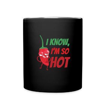 Je sais que je suis chaud, le piment - Mug uni - noir - Devant