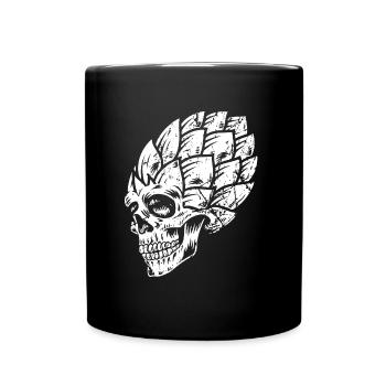 Bier Brauer Hopfen Grillen Goasmaß Totenkopf - Tasse einfarbig - Schwarz - Vorne