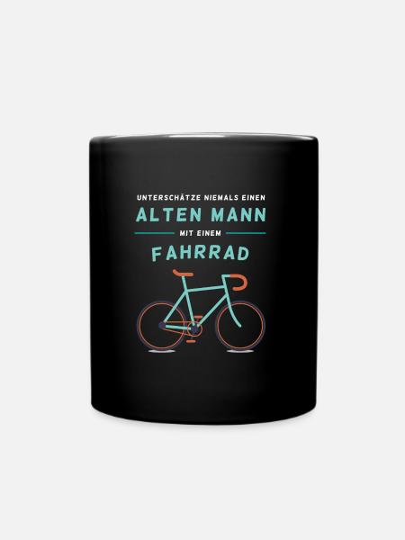 Fahrrad - Alten Mann - Tasse einfarbig - Schwarz