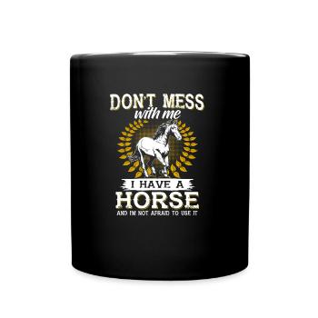 Cheval cavalier cheval sport équestre - Mug uni - noir - Devant
