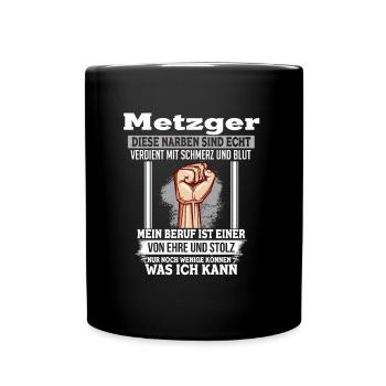 Metzger Ehre Stolz Faust Beruf - Tasse einfarbig - Schwarz - Vorne