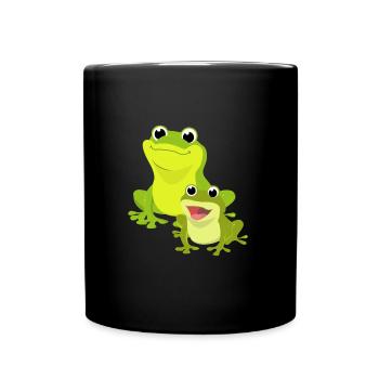 Frog with frog baby - Full Colour Mug - black - Front