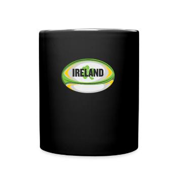 Irland Rugbyprodukt - Irish Flag Rugby Football - Tasse einfarbig - Schwarz - Vorne