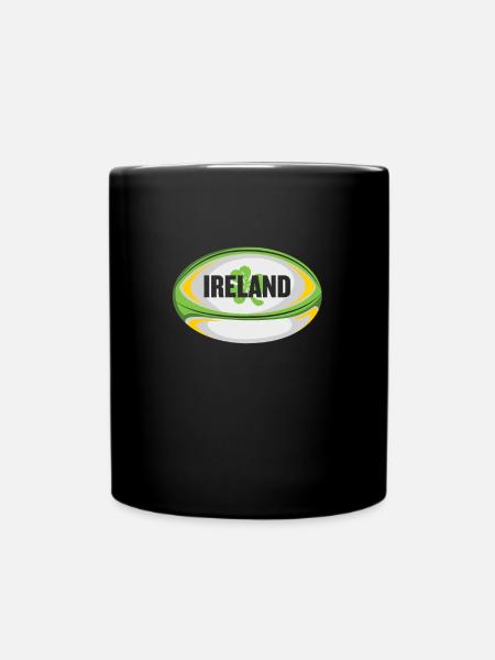 Produit de rugby d'Irlande - Drapeau irlandais de rugby - Mug uni - noir