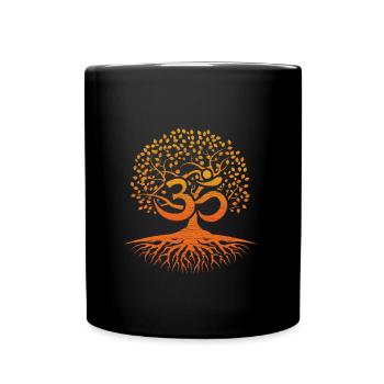 Tree of Life Om Symbol Yoga Meditation Chakra - Full Colour Mug - black - Front