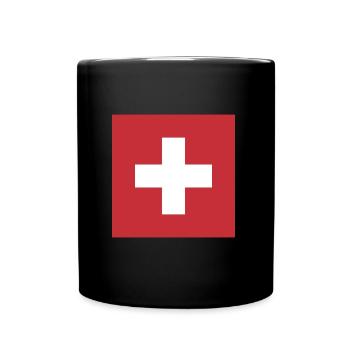 Flagge Schweiz Flagge Switzerland - Tasse einfarbig - Schwarz - Vorne
