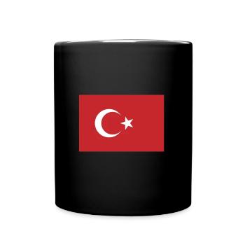 Flagge der Türkei, Flagge Türkei - Tasse einfarbig - Schwarz - Vorne