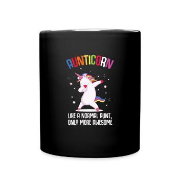 Einhorn Tante Aunticorn Bunt Pink lustig Geschenk - Tasse einfarbig - Schwarz - Vorne