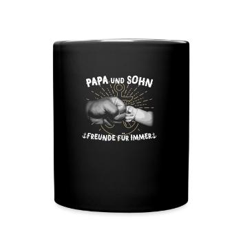 Papa und Sohn Freunde für immer - Tasse einfarbig - Schwarz - Vorne