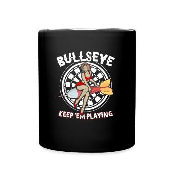 Bullseye Dart Dartscheibe Darts Dartspieler - Tasse einfarbig - Schwarz - Vorne