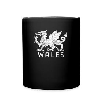 Beunruhigtes Waliser-Flaggenprodukt | Wales Designs - Tasse einfarbig - Schwarz - Vorne