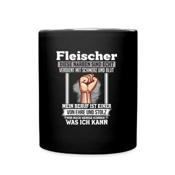 Fleischer Ehre & Stolz Faust - Tasse einfarbig - Schwarz - Vorne