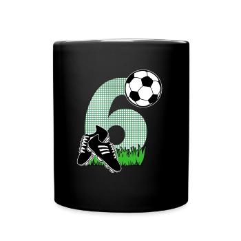 6ème anniversaire cadeau foot enfants - Mug uni - noir - Devant