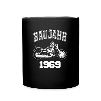 Year 1969 motorcycle motorcyclist - Full Colour Mug - black - Front