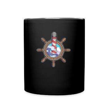 Steering Wheel Lighthouse Coast North German Gift - Full Colour Mug - black - Front