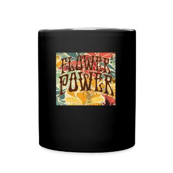 Flower Power Vintage 70s - Full Colour Mug - black - Front