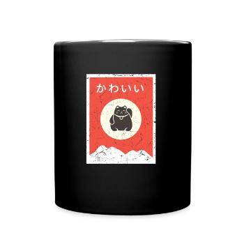 Chat Kawaii Anime Vintage - Mug uni - noir - Devant