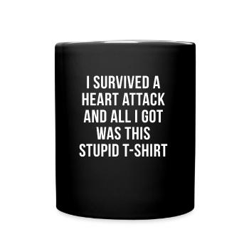 Heart Attack Heartbeat Survives Survivor - Full Colour Mug - black - Front