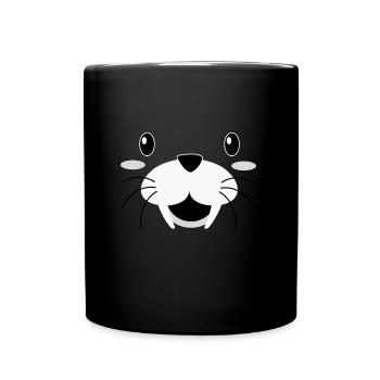 Robbe Seerobbe Seelöwe Seal Walross - Tasse einfarbig - Schwarz - Vorne