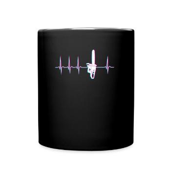 Heartbeat ECG chainsaw - Full Colour Mug - black - Front