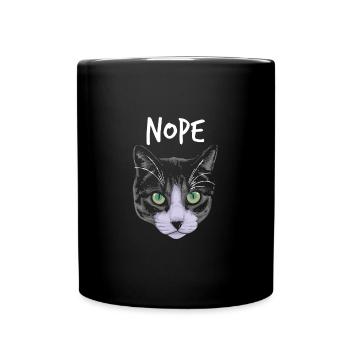Lustige Katze - Tasse einfarbig - Schwarz - Vorne