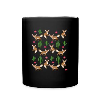 Fuchs Wolf Fennec Fox niedlich Geschenk Kaktus - Tasse einfarbig - Schwarz - Vorne