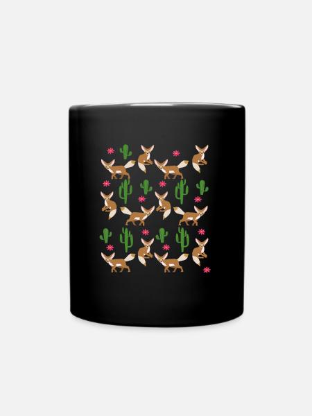 Fox Wolf Fennec Fox Cactus Cadeau Mignon - Mug uni - noir