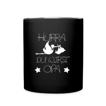 Hurra, du wirst Opa - Tasse einfarbig - Schwarz - Vorne