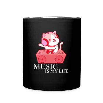 Katze Liebt Musik T Shirt Geschenkidee - Tasse einfarbig - Schwarz - Vorne