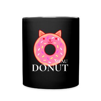 Donut Miau T Shirt Geschenkidee - Tasse einfarbig - Schwarz - Vorne