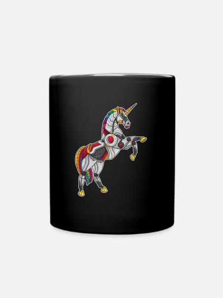 Roboter Einhorn Robot Unicorn Geschenk Geburtstag - Ensfarvet krus - sort