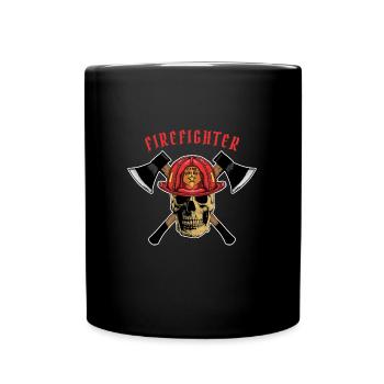 Feuerwehr - Tasse einfarbig - Schwarz - Vorne
