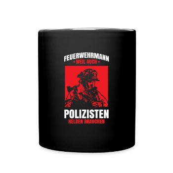 Feuerwehr - Tasse einfarbig - Schwarz - Vorne