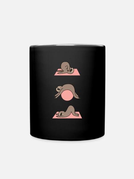 Pilates Training Übung Fitness Faultier - Tasse einfarbig - Schwarz