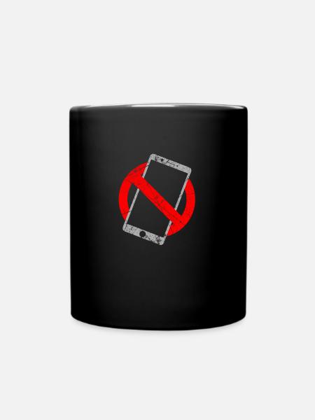 Kindheit ohne Handy - Smartphone, Telefon - Tasse einfarbig - Schwarz