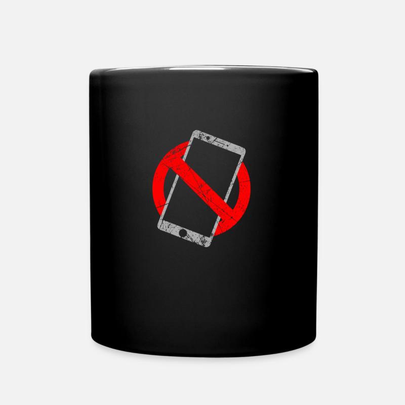 Kindheit ohne Handy - Smartphone, Telefon - Tasse einfarbig - Schwarz