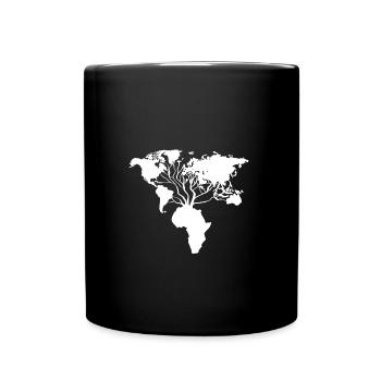 World map from Africa grows tree to the world people - Full Colour Mug - black - Front