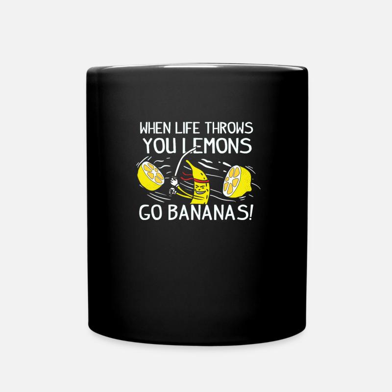 Banana Lemons Life Yellow Motivation Gift - Full Colour Mug - black