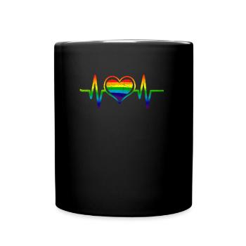 ECG Heartbeat LGBT Frequency - Full Colour Mug - black - Front