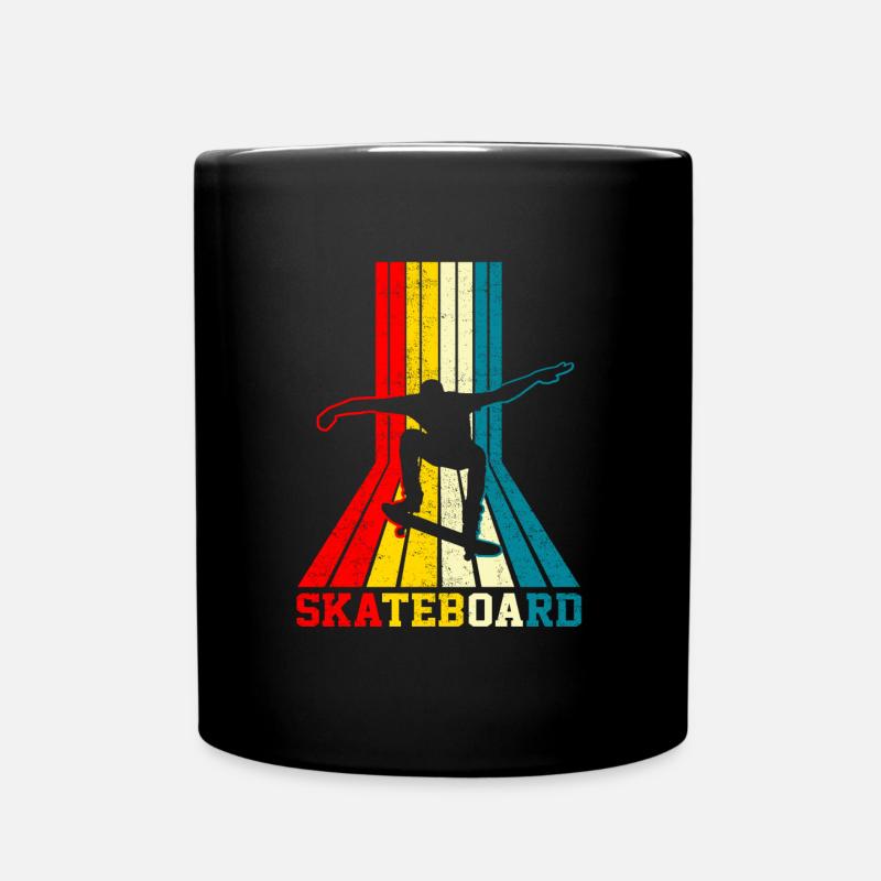 Vintage Skateboard - Tasse einfarbig - Schwarz