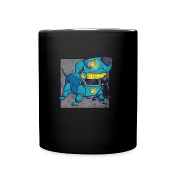 Retro Roboter Hund - Tasse einfarbig - Schwarz - Vorne