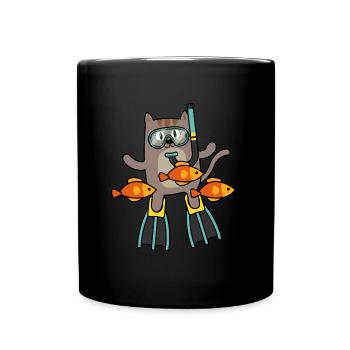 Diver diving club cat funny gift - Full Colour Mug - black - Front