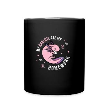 Axolotl étudiant écolière inscription école primaire - Mug uni - noir - Devant