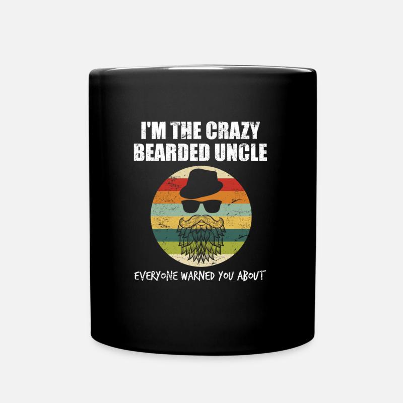 Retro - crazy bearded uncle - cool uncle - Full Colour Mug - black