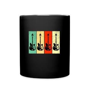 Guitar Retro Vintage Electric Guitars - Full Colour Mug - black - Front