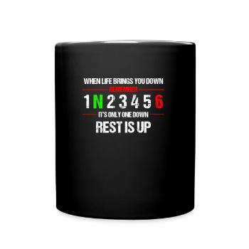 Only one down - Motocross, Enduro, Biker, Motorcycle - Full Colour Mug - black - Front