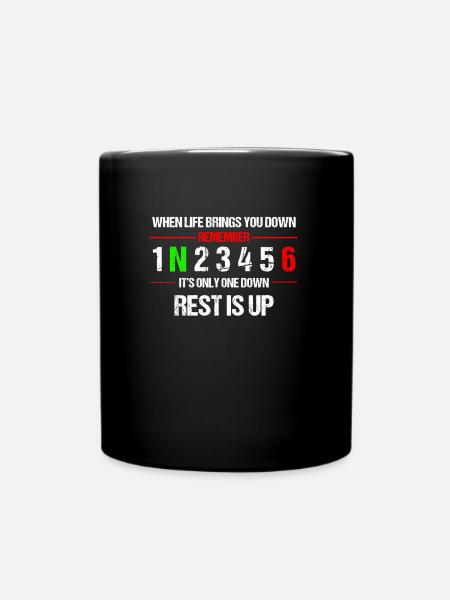 Un seul down - Motocross, Enduro, Biker, Moto - Mug uni - noir