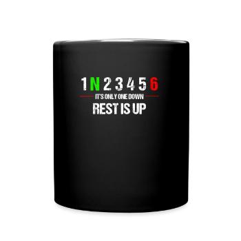 Only one down - Motocross, Enduro, Biker, Motorcycle - Full Colour Mug - black - Front
